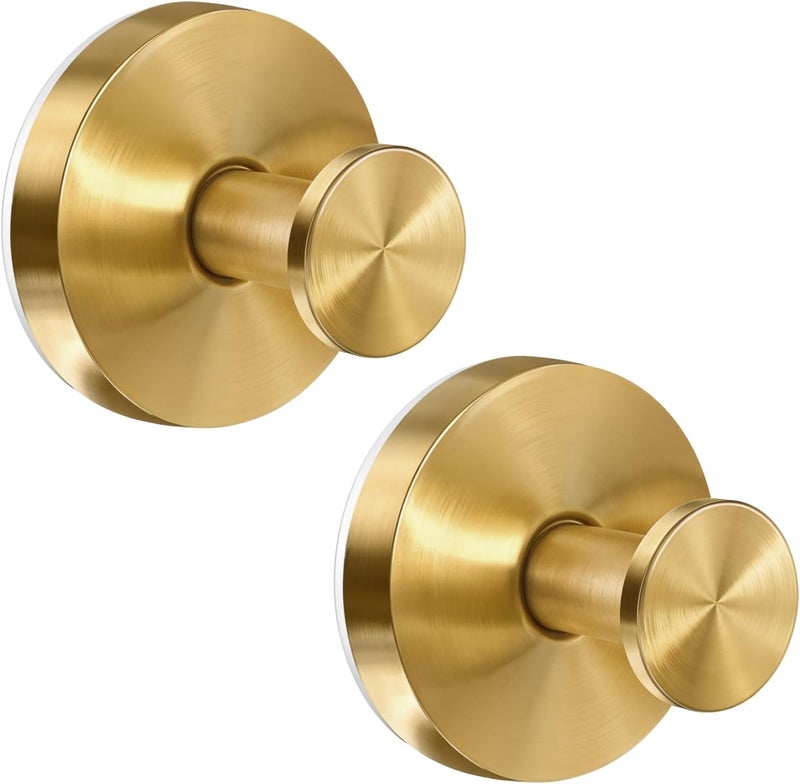 Dntorx Stainless Steel Suction Cup Hooks, 2 Pack Holders for Towels, Loofah, Robe, Coat(Gold) ( experiencia cliente Jem) - Image 1